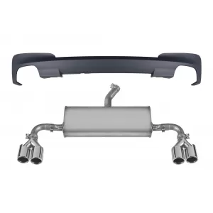 X3M type diffuser with chrome tips suitable for rear M Technik bumper on BMW X3 F25 2014-2017 -oo--oo-
