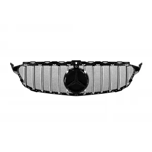 Chrome/black GT style grille suitable for Mercedes C-Class W205 sedan, S205 wagon, C205 coupe 2014-2018 with camera opening