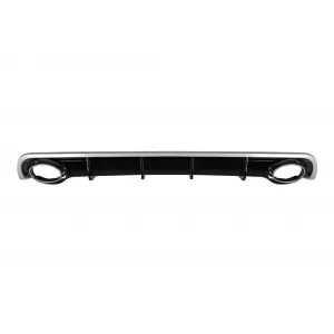 RS6 type diffuser with chrome tips suitable for standard rear bumper of Audi A6 C7 4G 2011-2015 sedan, wagon -o---o- - ABAURA6007329
