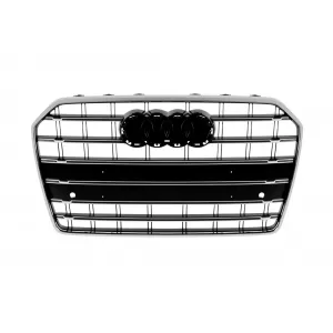 Chrome/black S6 type grille suitable for Audi A6 2015-2018 - ABAUGR6007433