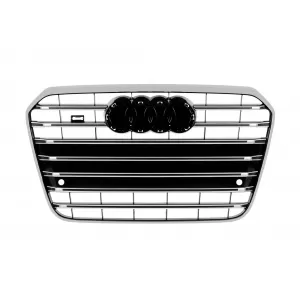 Chrome/black S6 type grille suitable for Audi A6 2011-2015 with PDC - ABAUGR6007434