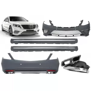 A Design package type S65 suitable for Mercedes S-Class W222 2013-2017, with long base side skirts