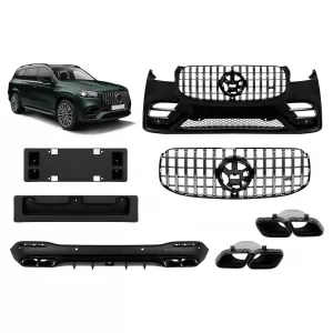 Tuning package with black elements and chrome/black grille suitable for Mercedes GLS X167 2020-2023 for the model equipped with A Design line rear bumper