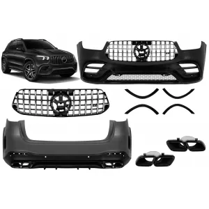 A design type 63 package suitable for Mercedes GLE W167 2019-2023, after 2024 with chrome/black GT grille and black exhaust tips