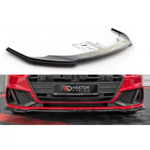 Maxton Design version 1 spoiler suitable for front S-Line bumper on Audi A7 C8 after 2017, black lacquer