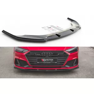 Maxton Design version 2 spoiler suitable for front S-Line bumper on Audi A7 C8 after 2017, black lacquer