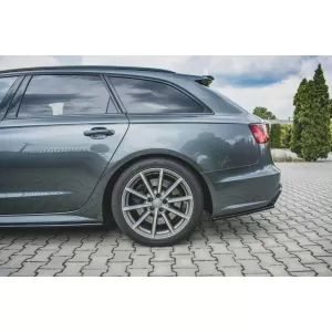 Maxton Design side add-ons suitable for rear S6, S-Line bumper on Audi A6 C7 sedan, Avant 2014-2017, black lacquer - ABAUSX6008210