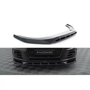 Maxton Design version 2 spoiler suitable for front bumper of Audi SQ7, Q7 S-Line 2016-2019, black lacquer
