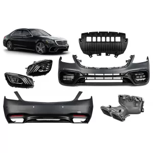 A Design package type S63 suitable for Mercedes S-Class W222 2017-2020 with LED headlights, without side skirts