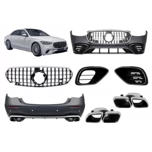 A Design package type S63 suitable for Mercedes S-Class W223 after 2020 with chrome elements