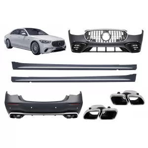 A Design package type S63 suitable for Mercedes S-Class W223 long wheelbase after 2020 with chrome elements