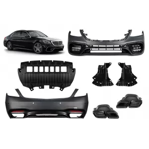 Tuning package type 63 suitable for Mercedes S-Class W222 2017-2020 with black tips, without side skirts