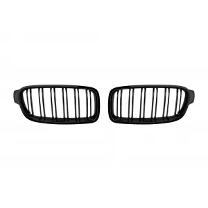 Double slat kidney grilles in black lacquer type M3 suitable for BMW 3 Series F30 sedan, F31 touring 2011-2019 - ABBMGR6008367