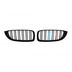 M4 style double slat kidneys, black lacquer with M decoration suitable for BMW Series 4 F32 Coupe, F33 Cabriolet, F36 Gran Coupe after 2013 - ABBMGR6009094