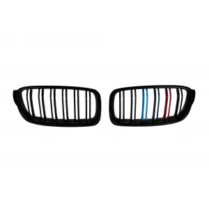 Double slat kidneys, black lacquer with M decoration type M3 suitable for BMW 3 Series F30 sedan, F31 touring 2011-2019 - ABBMGR6009097
