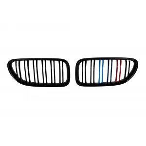 Double slat kidneys in black lacquer with M decoration suitable for BMW 6 Series F06 Gran Coupe, F12 Cabriolet, F13 Coupe 2011-2018 - ABBMGR6009122