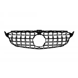 Chrome/black GT-R style grille suitable for Mercedes C-Class W205 sedan, S205 estate, C205 coupe 2014-2018 with camera opening - ABMEGR6009141