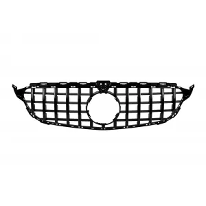 Black lacquer GT-R style grille suitable for Mercedes C-Class W205 sedan, S205 estate, C205 coupe 2014-2018 with camera opening - ABMEGR6009143