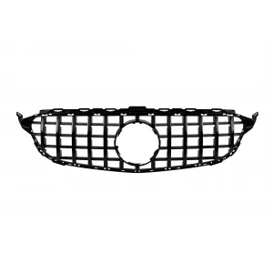 Black lacquer GT-R type grille suitable for Mercedes C-Class W205 sedan, S205 estate, C205 coupe 2014-2018 without camera opening - ABMEGR6009144