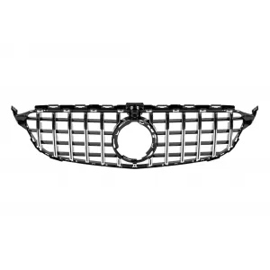 Chrome/black GT style grille suitable for Mercedes C-Class W205 sedan, S205 estate, C205 coupe after 2019 with camera opening - ABMEGR6009275