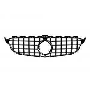 Black lacquer GT type grille suitable for Mercedes C-Class W205 sedan, S205 estate, C205 coupe after 2019 with camera opening - ABMEGR6009277