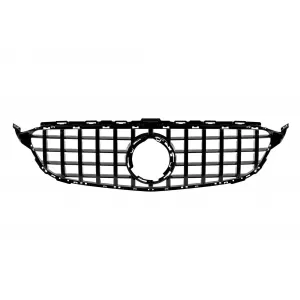 Black lacquer GT type grille suitable for Mercedes C-Class W205 sedan, S205 estate, C205 coupe after 2019 without camera opening - ABMEGR6009278