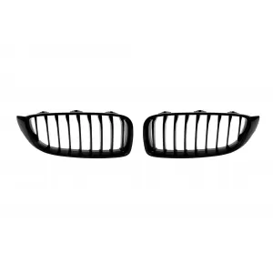 Single rib kidney grilles in black lacquer suitable for BMW 4 Series F32 coupe, F33 convertible, F36 Gran Coupe 2013-2019 - ABBMGR6009318