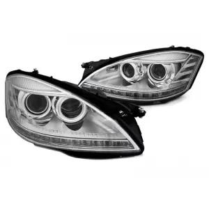 Xenon headlight set suitable for Mercedes S-Class W221 2005-2009 with chrome base, left and right