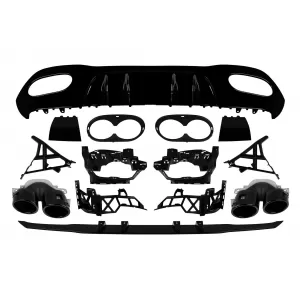 Type A45 diffuser with black tips suitable for A Design bumper on Mercedes A-Class W177 after 2018 -oo--oo-