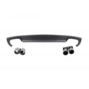 S4 type diffuser with chrome tips suitable for S-line rear bumper for Audi A4 sedan 2012-2015 -oo--oo-