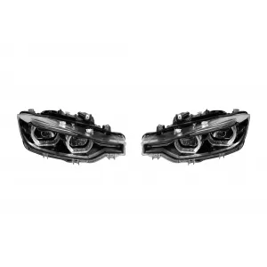 Set of tuning LED headlights suitable for BMW 3 Series F30, F31 2013-2015 with black housing, suitable for the model with halogen headlights - ABBMHX6009637