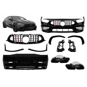 A Design package type GT63 with black lacquer grille type Brabus with red lines suitable for Mercedes A Design GT X290 4 Door Coupe after 2019
