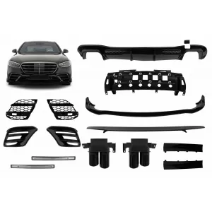 Brabus add-ons suitable for front and rear A Design bumper on Mercedes S-Class W223 after 2020 with exhaust tips