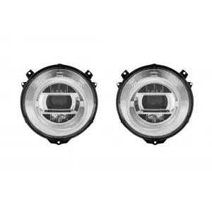 Tuning headlight set suitable for Mercedes G-Class W463 with W464 design 1989-2018 with chrome base, left and right