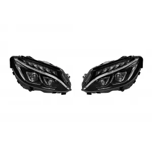 Tuning LED headlight set suitable for Mercedes C-Class W205, S205 2014-2018 with chrome base, left and right - ABMEHX6009853