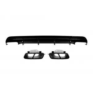 Diffuser with black tips type CLA45 suitable for rear A Design bumper on Mercedes CLA C117 2013-2015, black lacquer, -oo--oo-