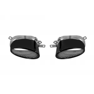 Black RS-type exhaust tips suitable for Audi A6 sedan, wagon 2016-2018 -O--O- - ABAUEA6009866
