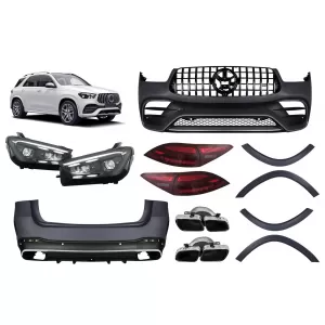 A Design package type 63 suitable for Mercedes GLE W167 2020-2023, with rear bumper, LED headlights, and LED taillights