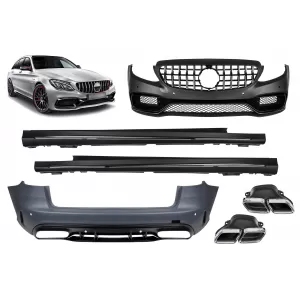 Tuning package A design suitable for Mercedes C-Class S205 estate 2013-2018 with chrome/black GT grille and chrome tips