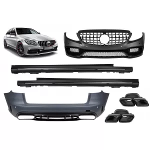 Tuning package A design suitable for Mercedes C-Class S205 2013-2018 with chrome/black GT grille and black exhaust tips