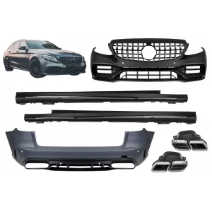 Tuning package A design type 63 LCI suitable for Mercedes C-Class S205 2013-2020 with chrome/black GT grille and chrome tips