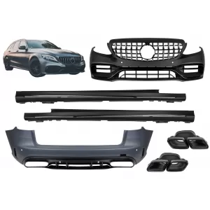 Tuning package A design type 63 LCI suitable for Mercedes C-Class S205 2013-2020 with chrome/black GT grille and chrome tips