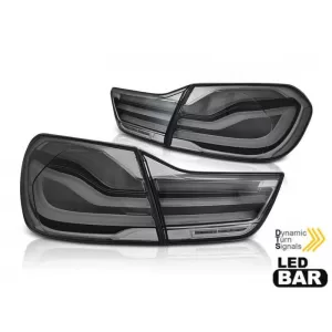LED tail light set suitable for BMW Series 4 F32 Coupe, F33 Cabriolet, F36 Gran Coupe 2013-2016, fully smoked, with dynamic turn signal, left and right - ABBMTX6010139