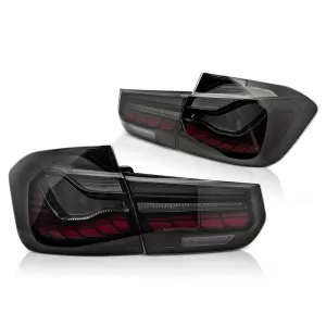 LED tail light set suitable for BMW 3 Series F30 sedan 2011-2018, smoked base, left and right