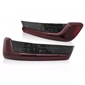 LED tail light set suitable for BMW 3 Series G20 sedan 2019-2022, with red smoked base, left and right