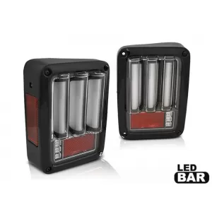 LED tail light set suitable for Jeep Wrangler JK 2007-2018, smoked base, left and right