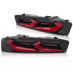 Tuning LED tail light set suitable for Chevrolet Camaro 2016-2018, with dynamic turn signal, black-red base, left and right