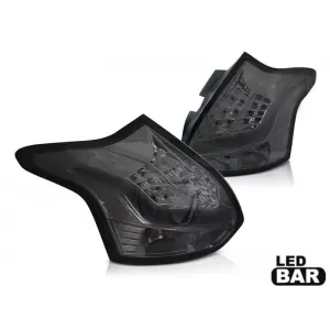 Tuning LED tail light set suitable for Ford Focus hatchback 2011-2014 with fully smoked base, left and right