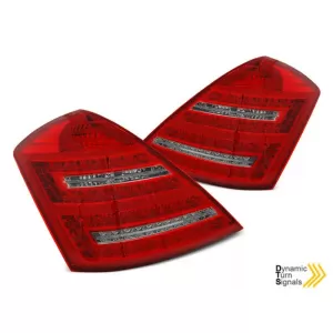 LED tuning tail light kit suitable for Mercedes W221 S-Class 2005-2009 red and white base, with dynamic turn signal, left and right