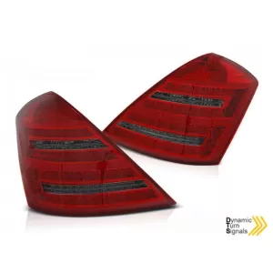 LED tuning tail light kit suitable for Mercedes W221 S-Class 2005-2009, red smoked base, with dynamic turn signal, left and right